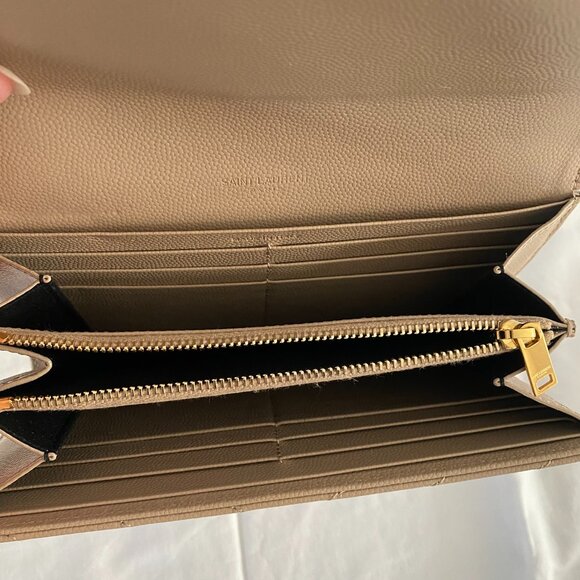 YSL Portefeuille Femme CASSANDRE MATELASSÉ LARGE FLAP (174Y) Wallet - Dark Beige - Picture 5 of 8